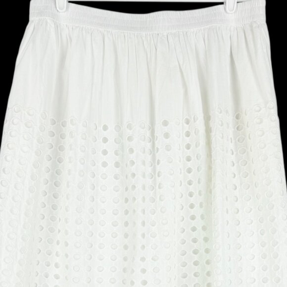 Jennifer & Grace Women's White Lined Eyelet Maxi Skirt Size L Elastic Waist NWT - Picture 4 of 11